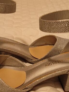 Glitter Silver Ankle-Strap Heels